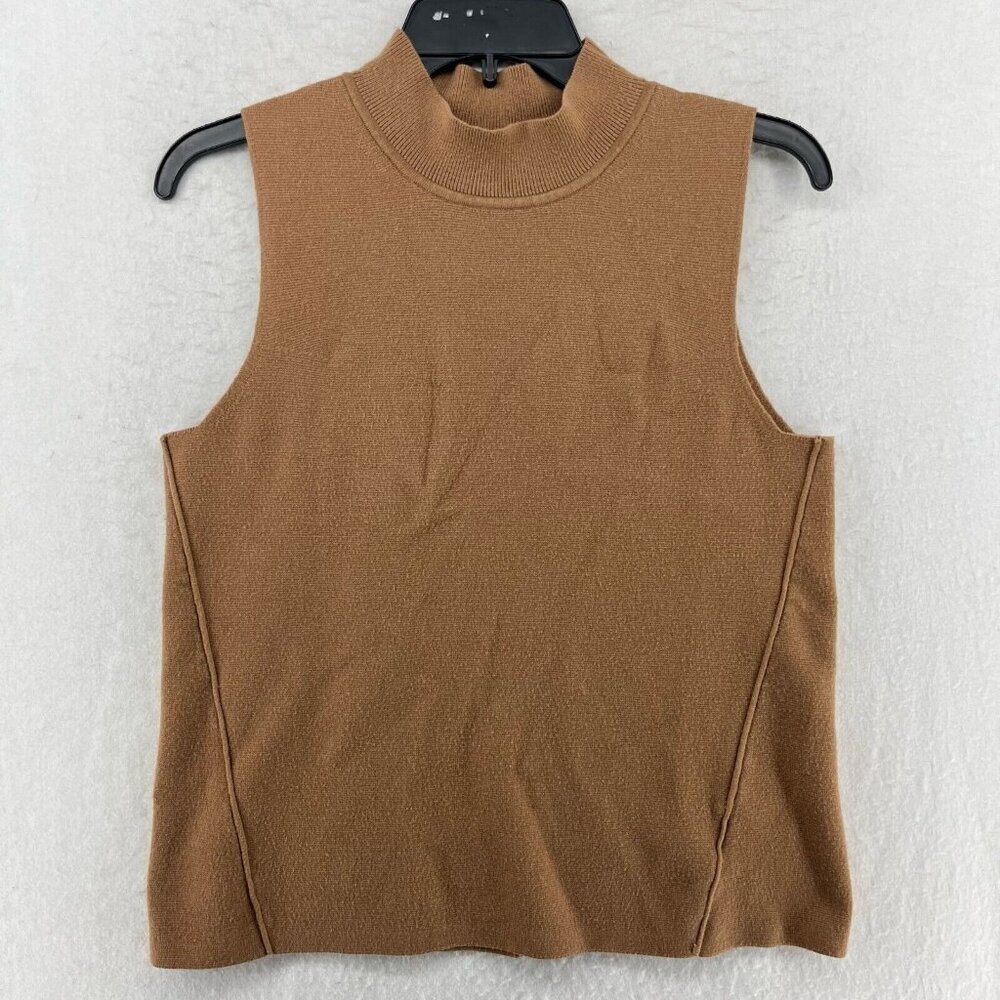 Banana Republic Tank Top Women M Brown Sleeveless Knit Mock Minimalist Preppy - Picture 1 of 10